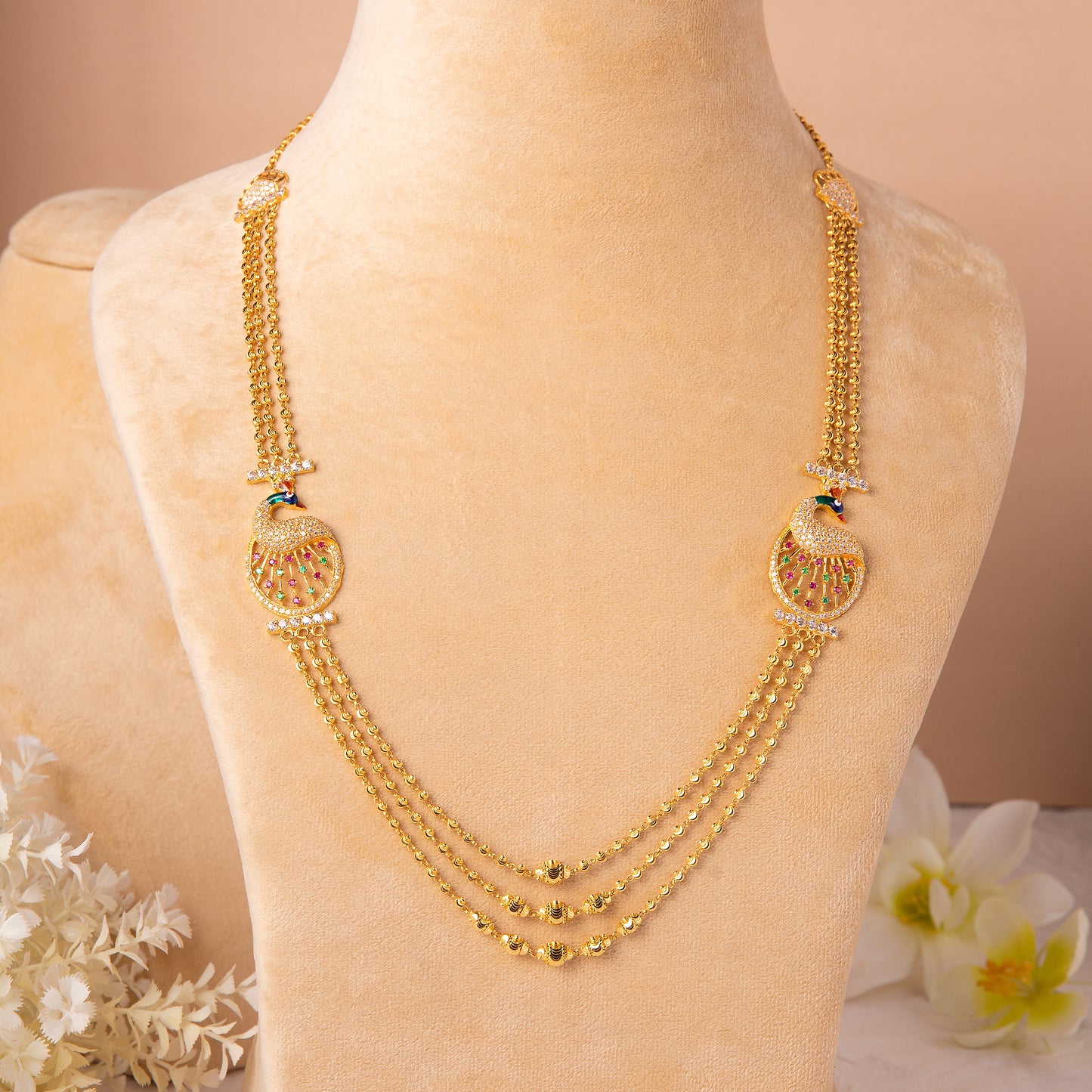 22KT Diya Peacock Mala