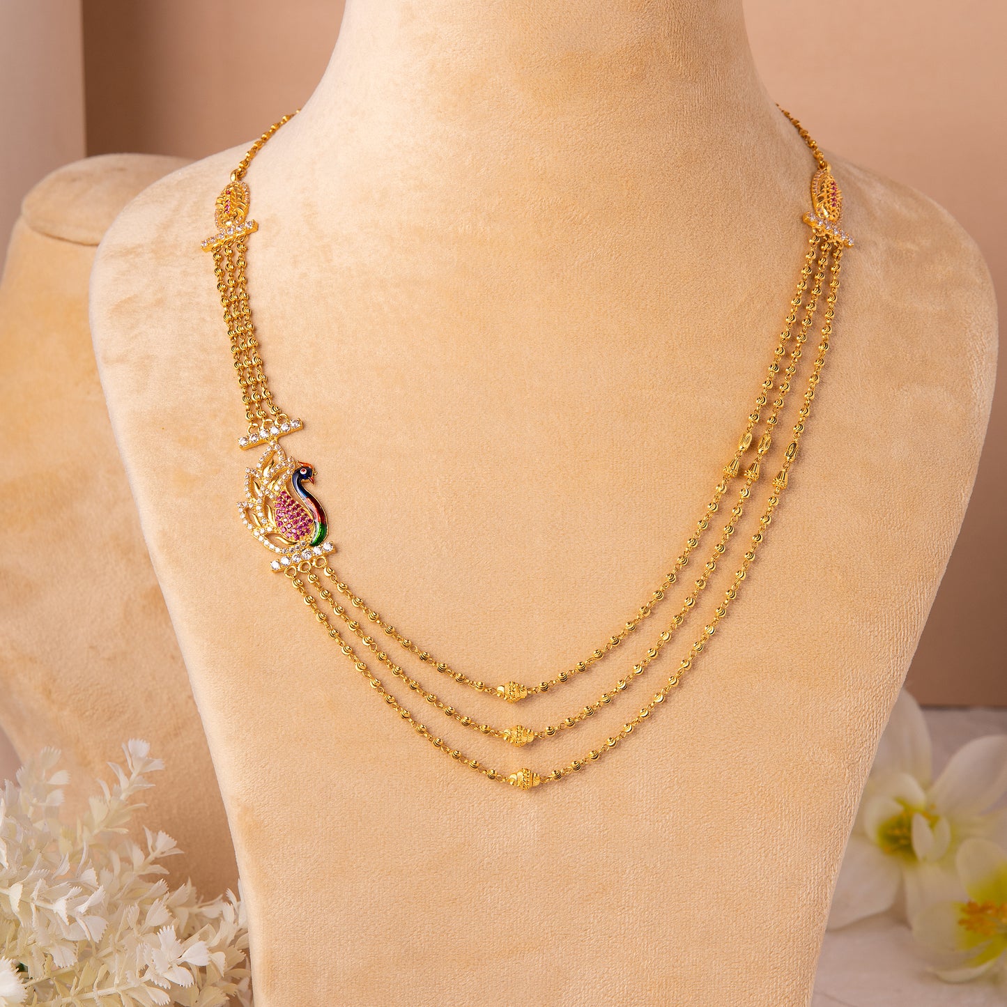22KT Bhavana Peacock Mala
